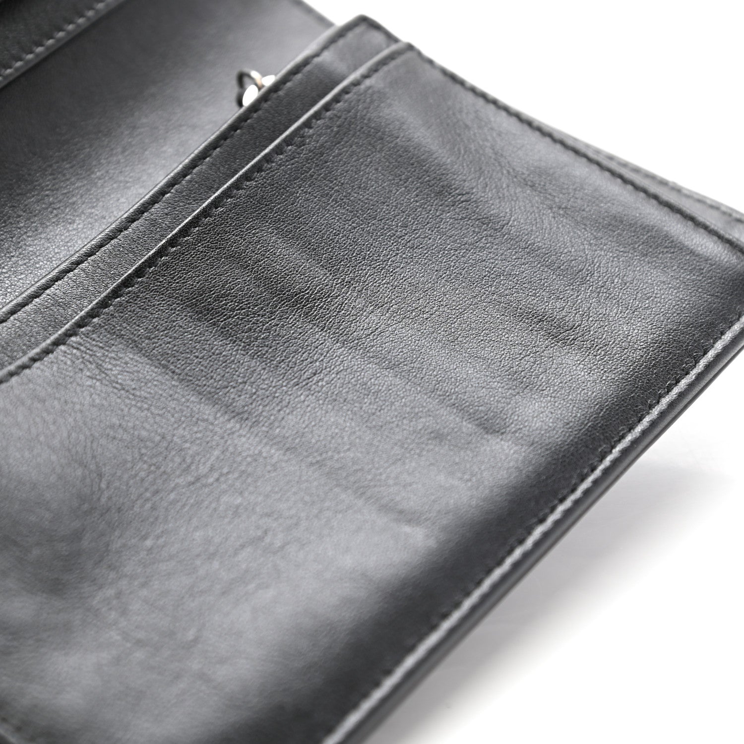 Chanel Patent Camellia Embossed Yen Wallet Black 9 of 10