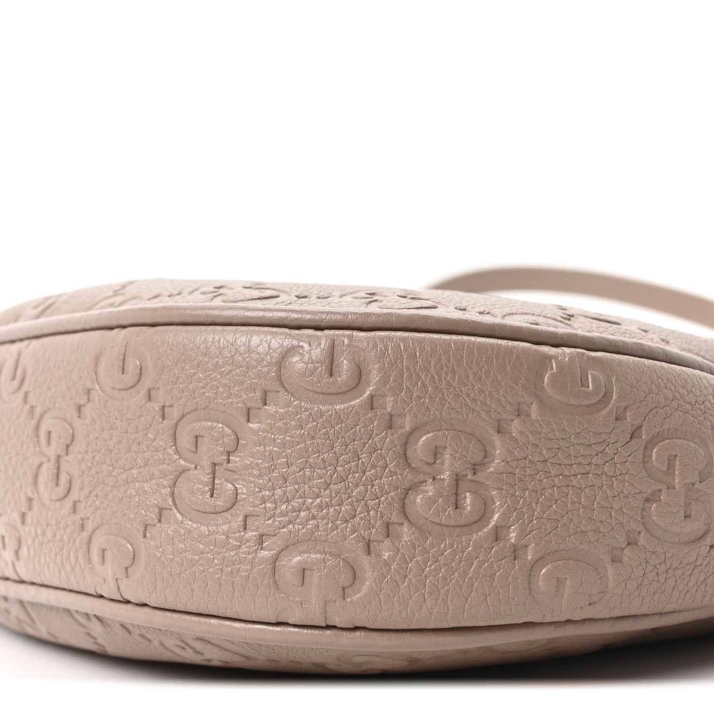GG Grainy Calfskin Emblem Medium Half Moon Shoulder Bag Taupe