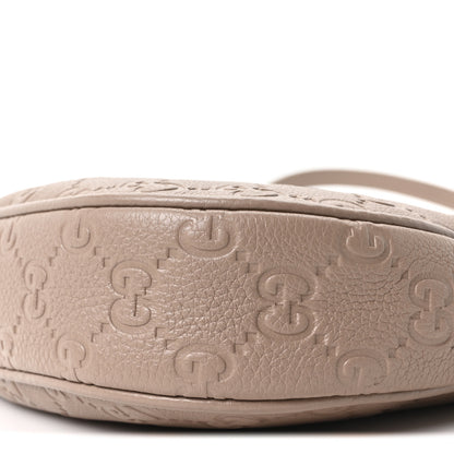 Gucci GG Grainy Calfskin Emblem Medium Half Moon Shoulder Bag Taupe 10 of 11
