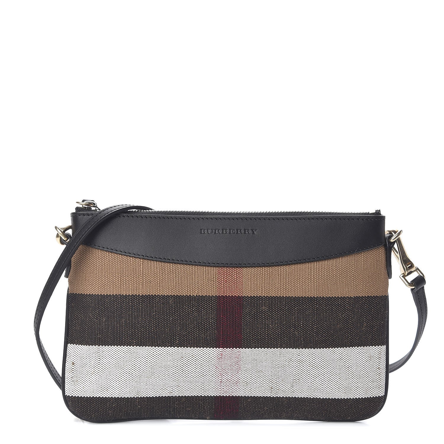 Burberry Mega Check Peyton Crossbody Clutch Bag Black 1 of 11