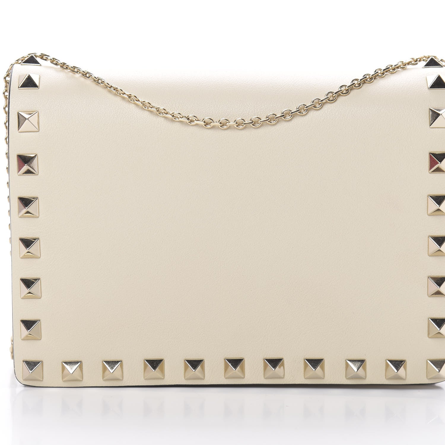 Valentino Garavani Vitello Rockstud Wallet on Chain Ivory 7 of 10