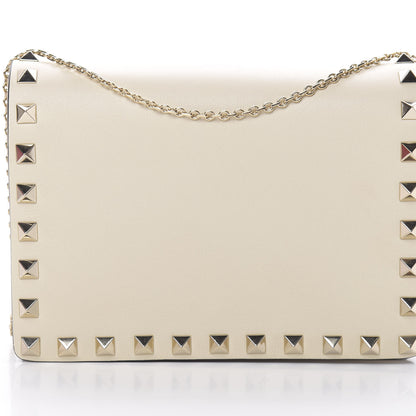 Valentino Garavani Vitello Rockstud Wallet on Chain Ivory 7 of 10