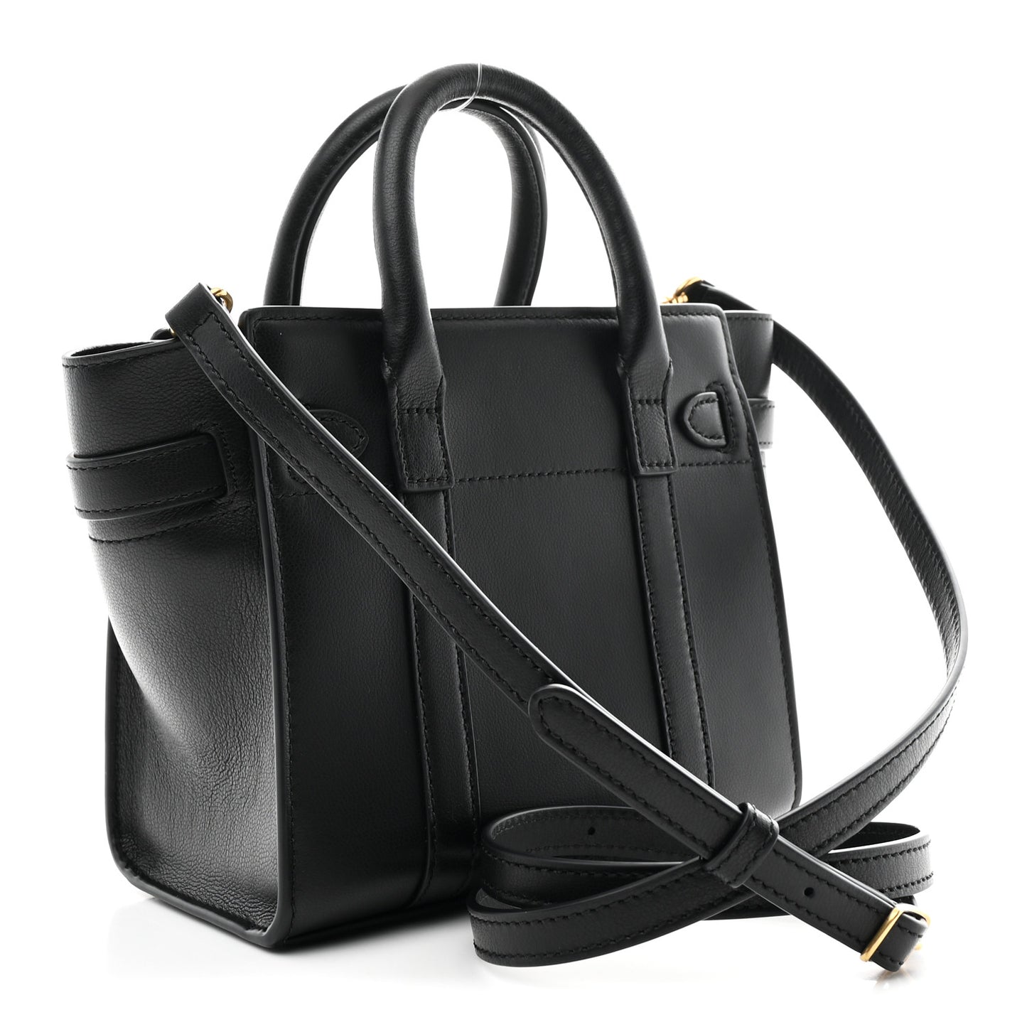 Small Classic Grain Micro Bayswater Zip Tote Black