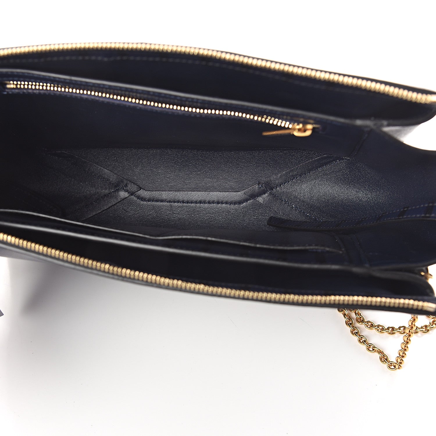 Celine Grained Calfskin Striped Tri-Fold Clutch Midnight 4 of 9