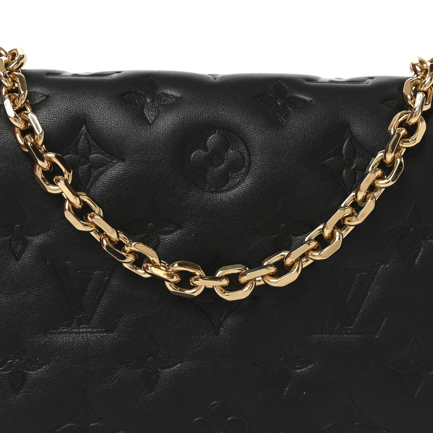 Lambskin Embossed Monogram Pochette Coussin Black