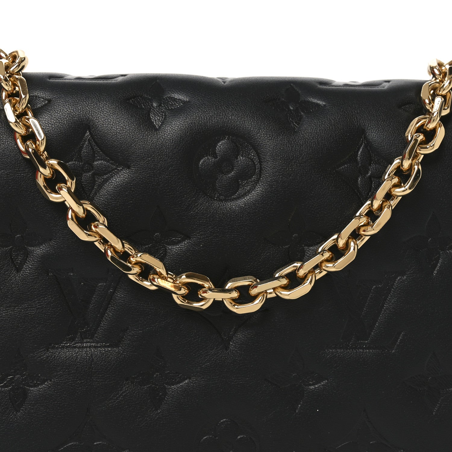 Louis Vuitton Lambskin Embossed Monogram Pochette Coussin Black 7 of 10