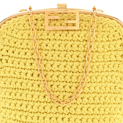 Fendi Fabric Crochet Baguette Phone Bag Giallo 8 of 10