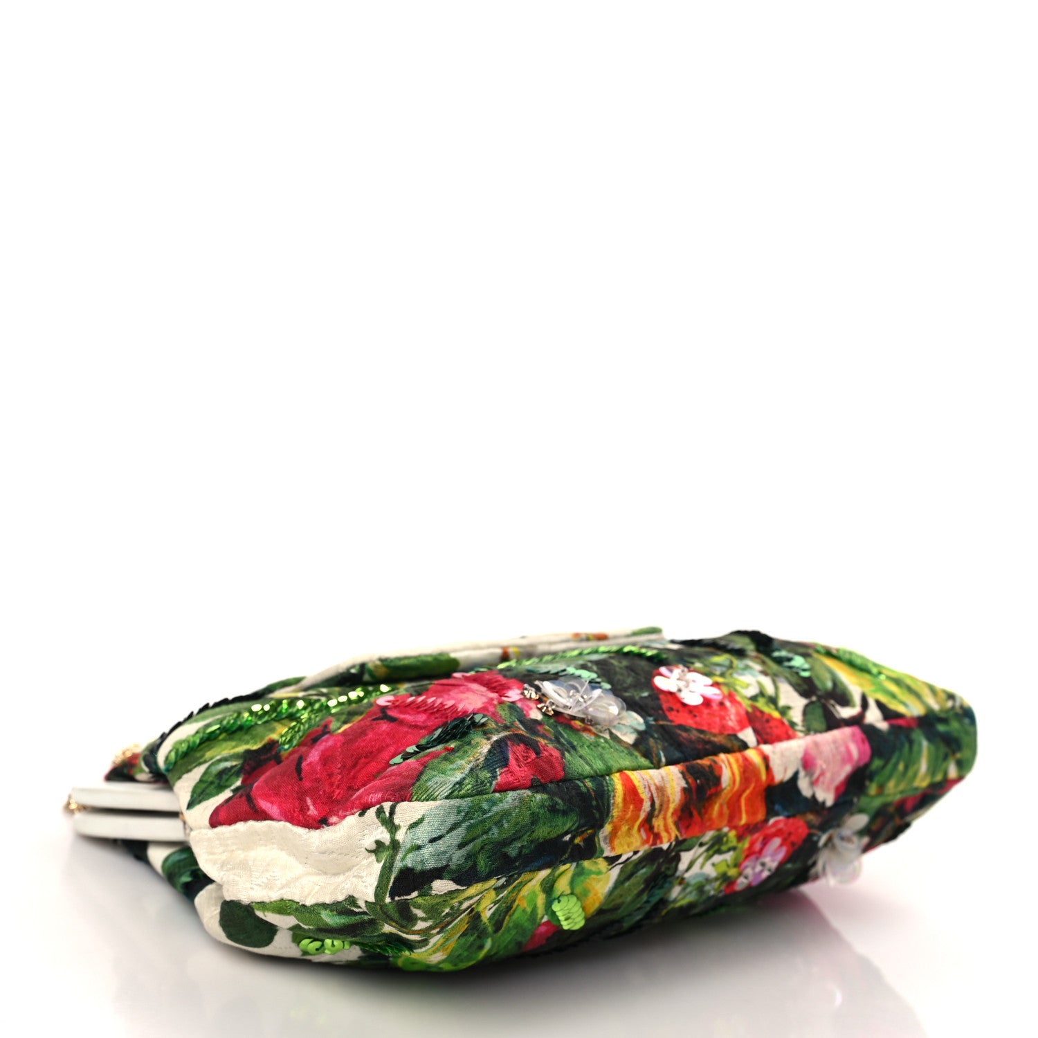 Dolce & Gabbana Fabric Embellished Floral Print Top Handle Chain Satchel Multicolor 3 of 9