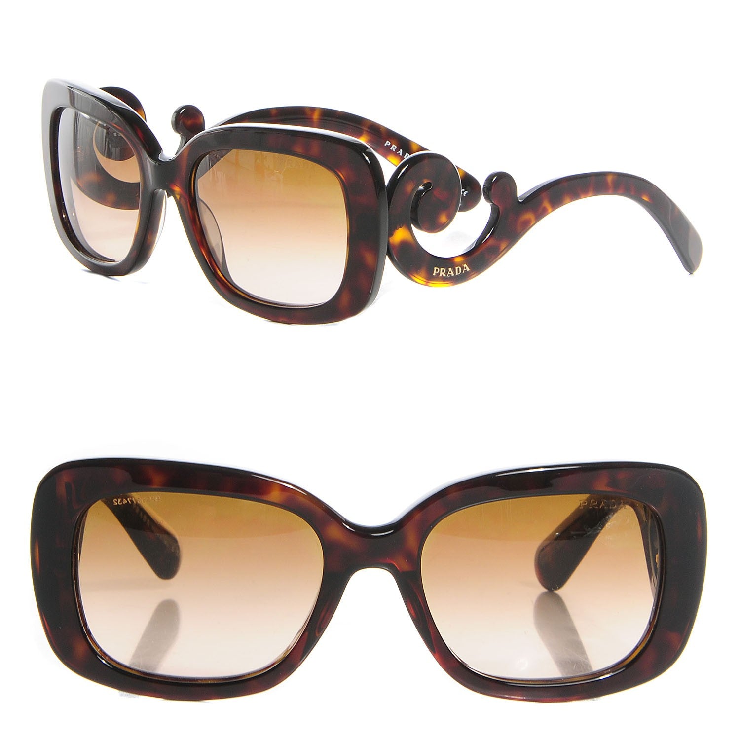 Prada Acetate Baroque Sunglasses SPR 27O Tortoise 1 of 8