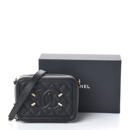 Chanel Caviar Quilted CC Filigree Vanity Clutch With Chain Black 10 of 10