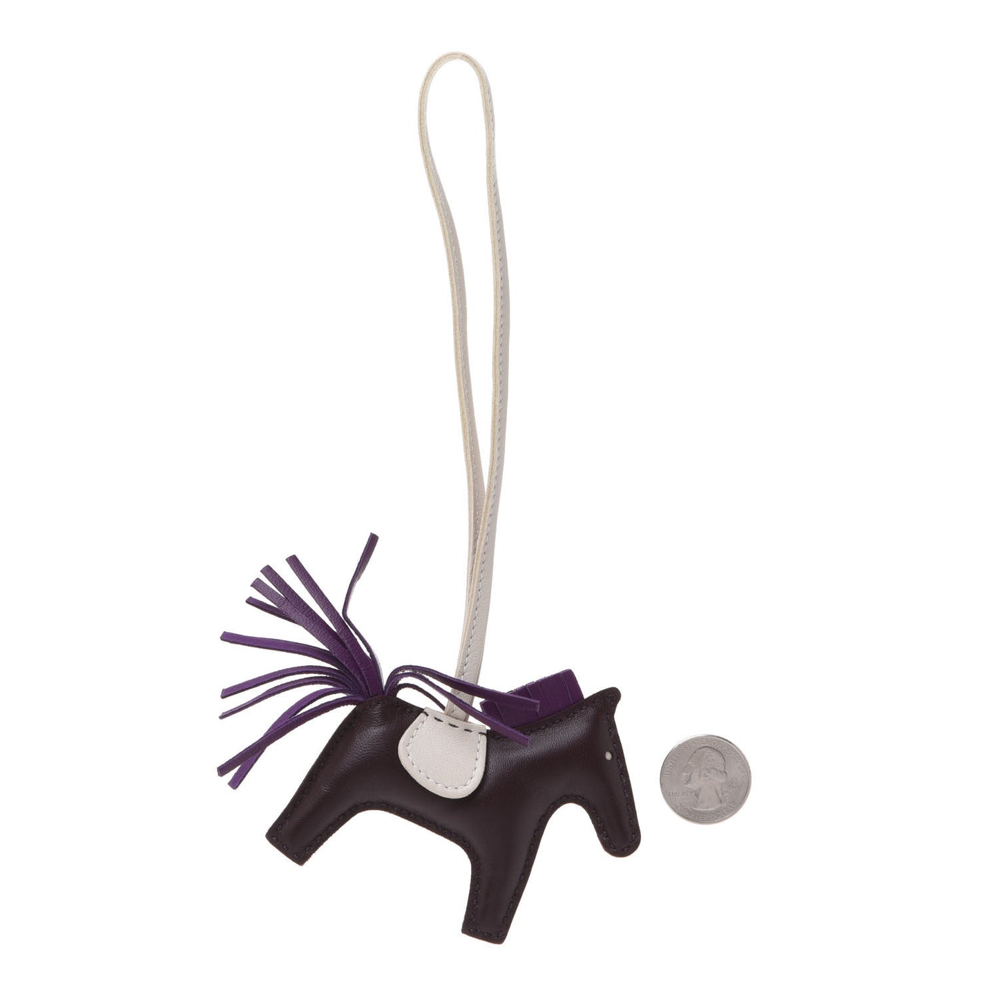 Milo Lambskin Grigri Rodeo Horse Bag Charm PM Rouge Sellier Craie Violet