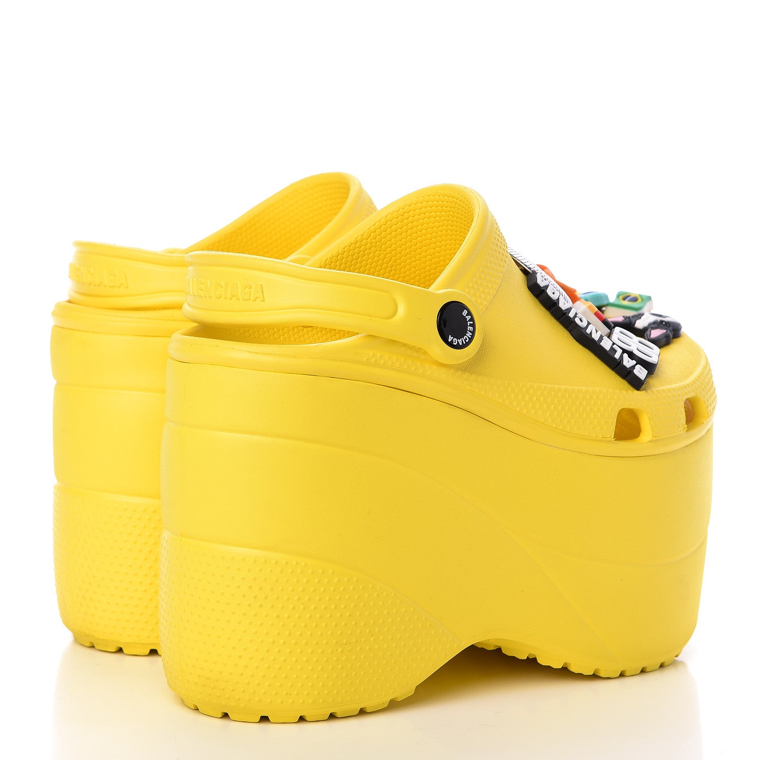 Balenciaga X CROCS Rubber Textured Womens Platform Sandals 35 Jaune Soleil 4 of 8