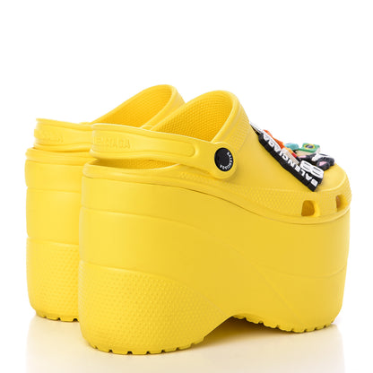 Balenciaga X CROCS Rubber Textured Womens Platform Sandals 35 Jaune Soleil 4 of 8