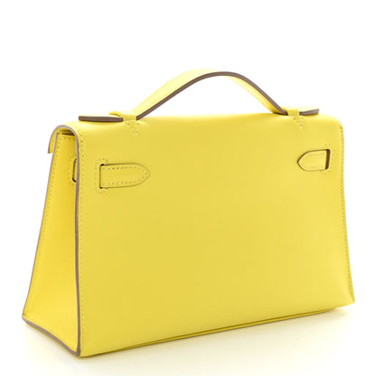 Hermes Swift Kelly Pochette Clutch Lime 3 of 10