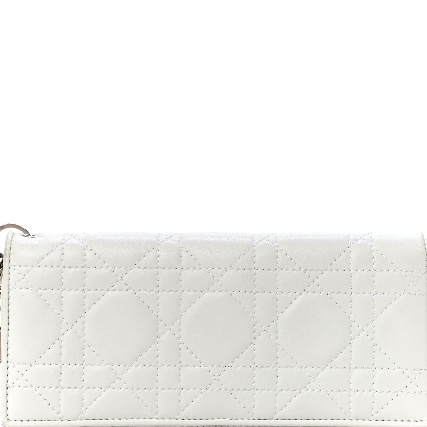 Lambskin Cannage Lady Dior Charm Wallet White