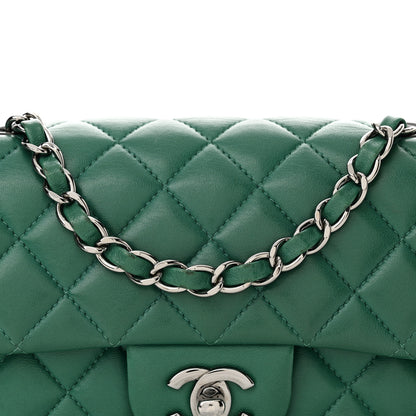 Chanel Lambskin Quilted Mini Rectangular Flap Dark Green 8 of 13