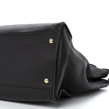 Fendi Vitello Dolce Marmol Large Peekaboo Iconic Satchel Ebano Blu Scuro 14 of 15