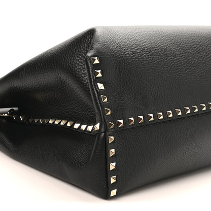 Valentino Garavani Grained Calfskin Rockstud Flip Lock Briefcase Tote  Black 8 of 9