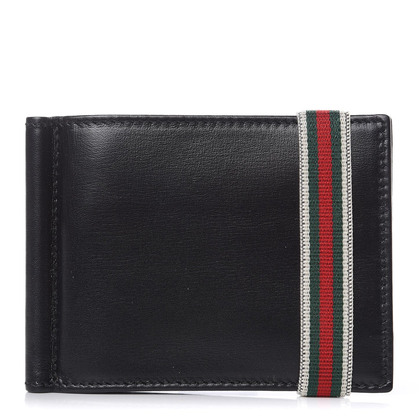 Calfskin Web Bi-Fold Wallet Black