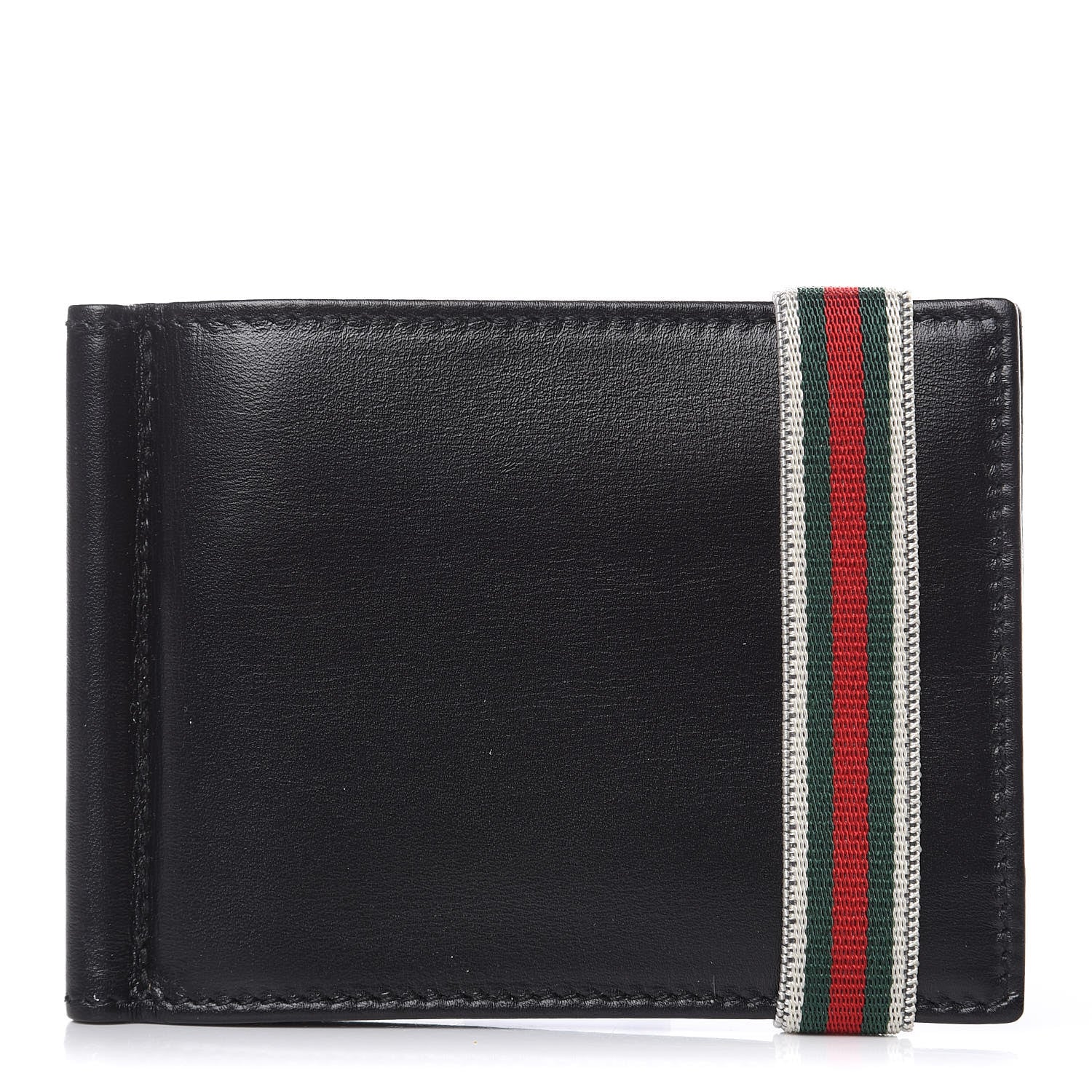 Gucci Calfskin Web Bi-Fold Wallet Black 1 of 7