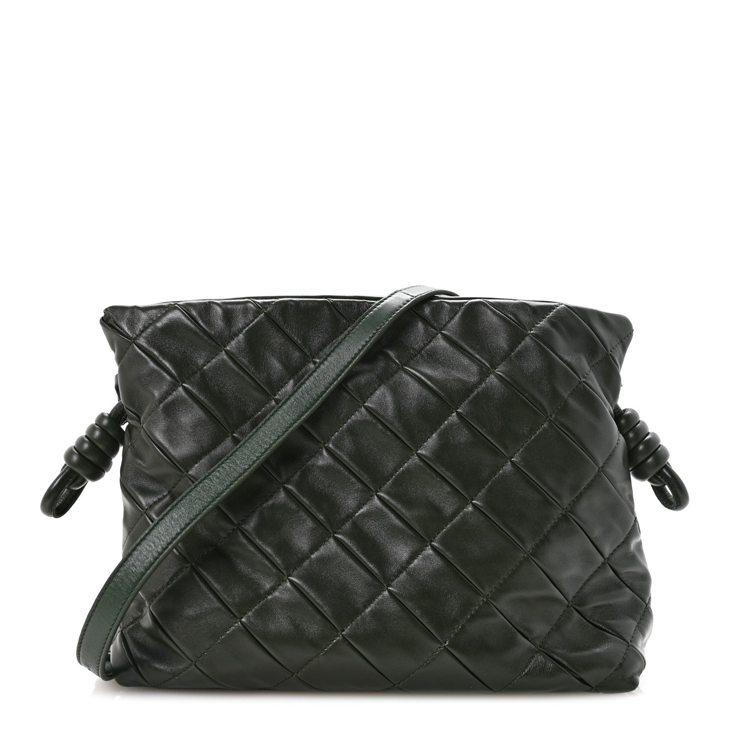 Loewe Calfskin Quilted Flamenco Knot Clutch Verde 1 of 11