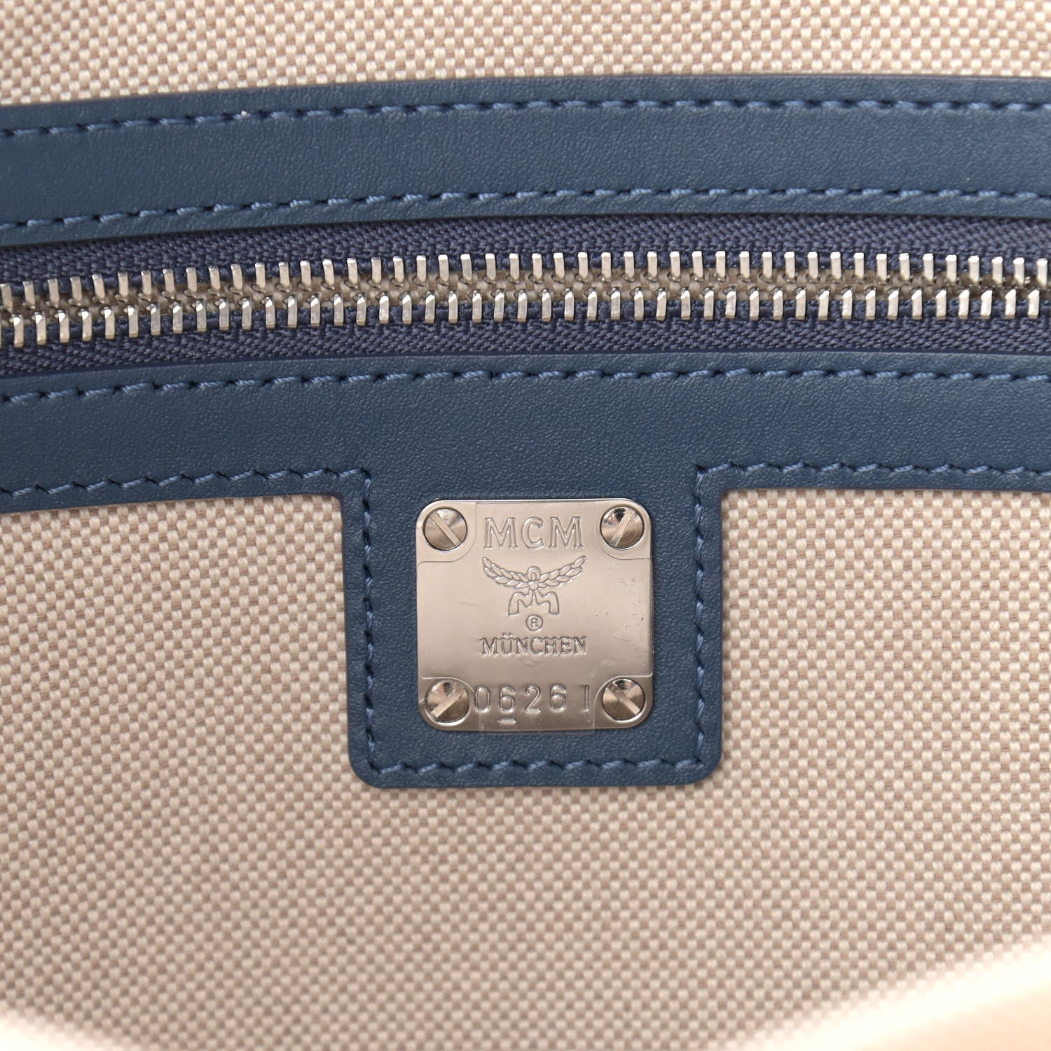 MCM Jacquard Monogram Large Tote Blue 7 of 10