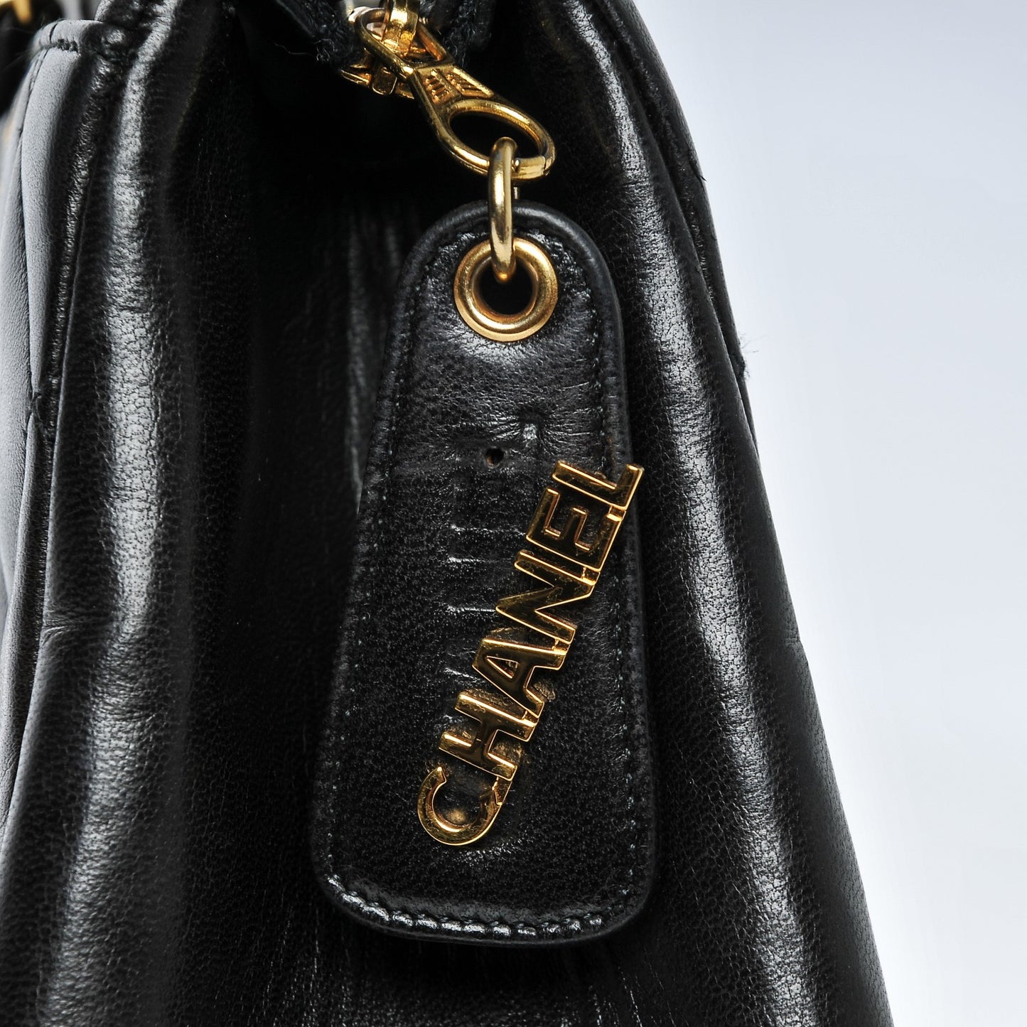 Quilted Lambskin Shopping Tote Black