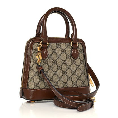 Gucci GG Supreme Monogram Azalea Calfskin Mini Horsebit 1955 Top Handle Bag Beige Ebony Brown Sugar 3 of 13
