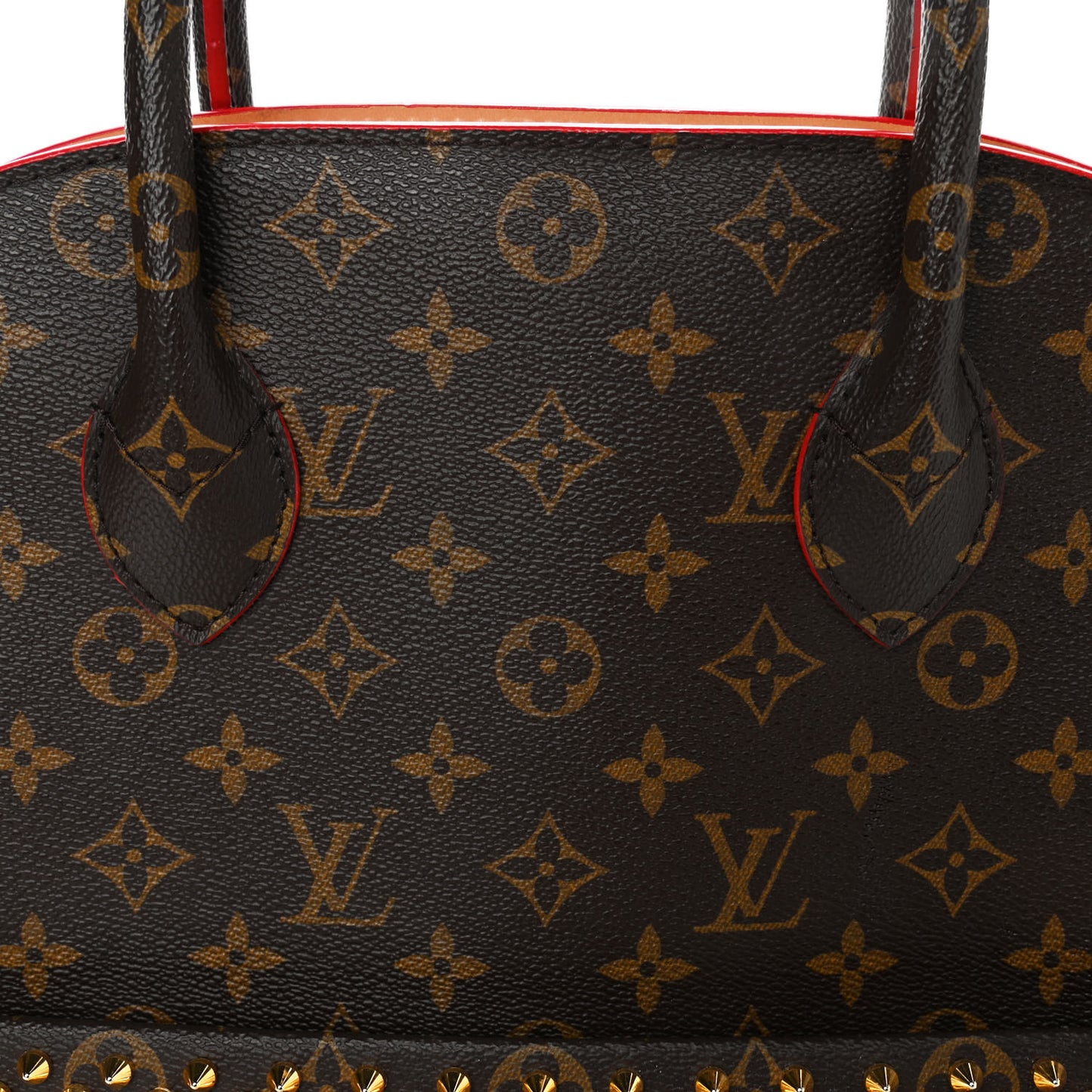 Monogram Calf Hair Spikes Iconoclasts Christian Louboutin Tote Red