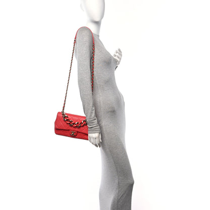 Chanel Lambskin Quilted Resin Bi-Color Chain Flap Bag Red 2 of 10