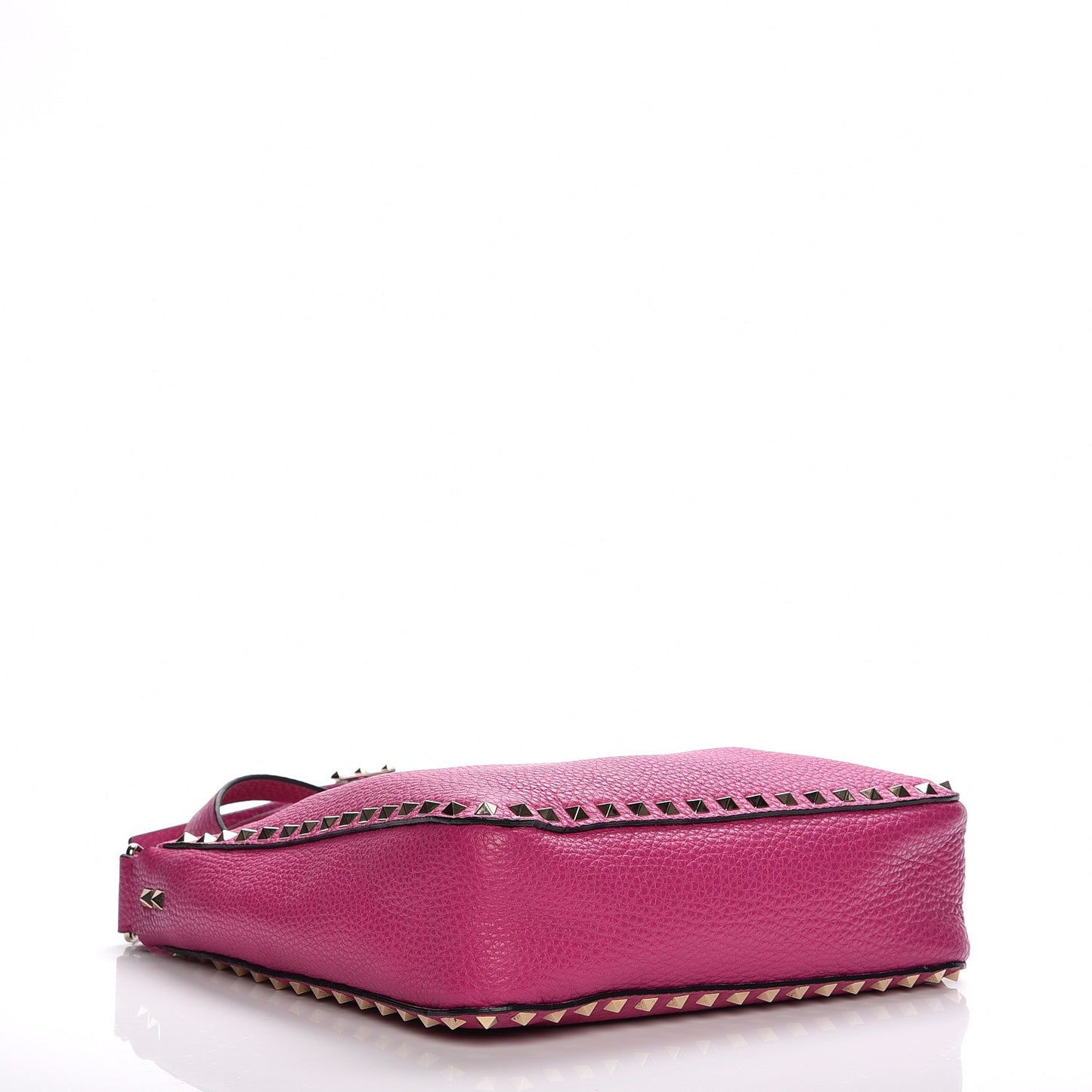 Pebbled Calfskin Small Rockstud Flip-Lock Messenger Bag Fuxia