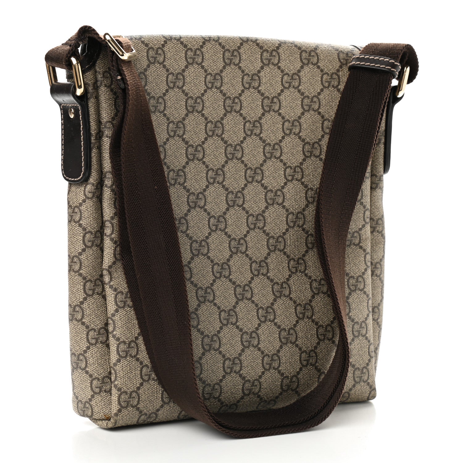 Gucci GG Plus Monogram Small Flap Messenger Bag Beige Dark Brown 3 of 14