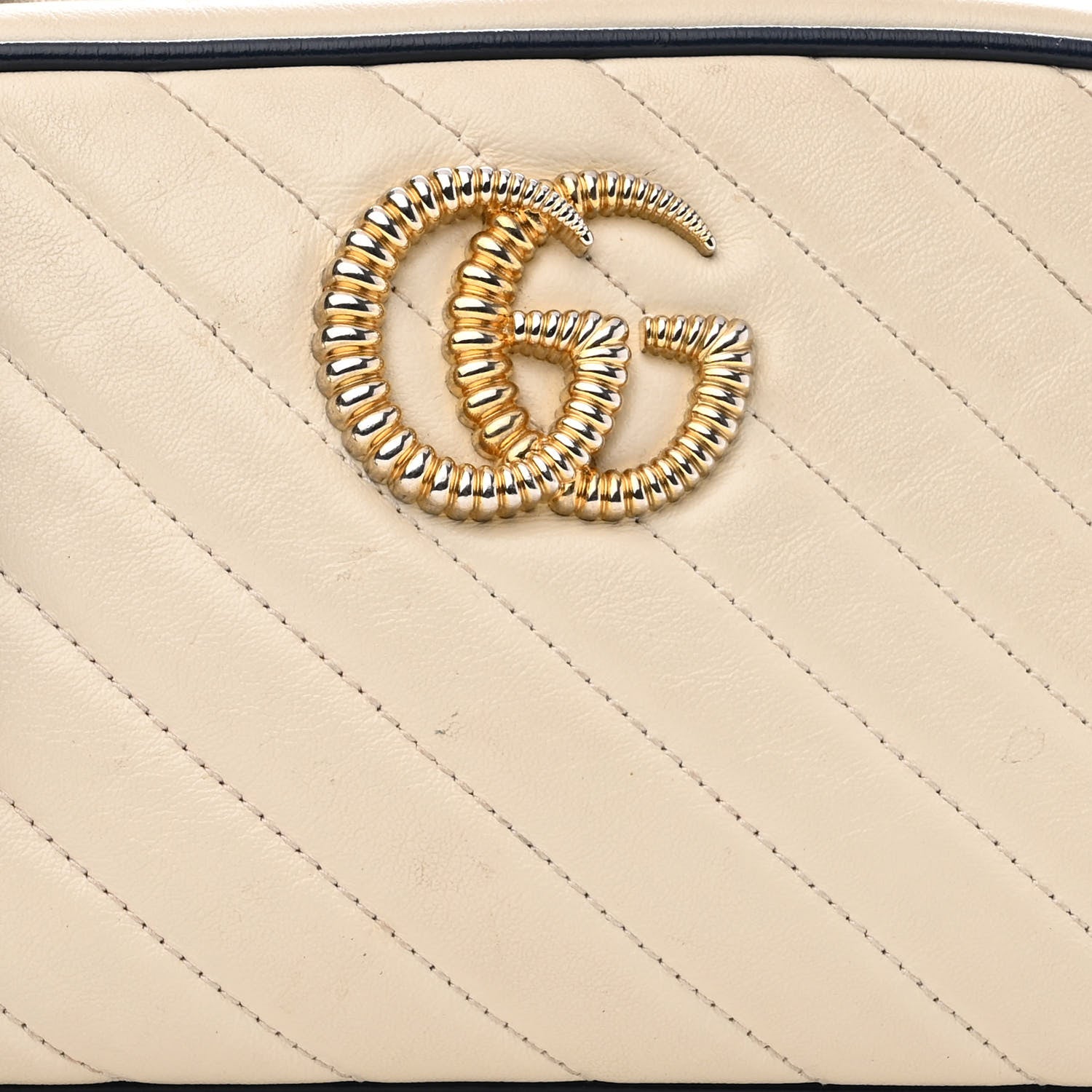 Gucci Vintage Effect Calfskin Matelasse Diagonal Small Torchon GG Marmont Chain Shoulder Bag Mystic White Blue Agata 8 of 20