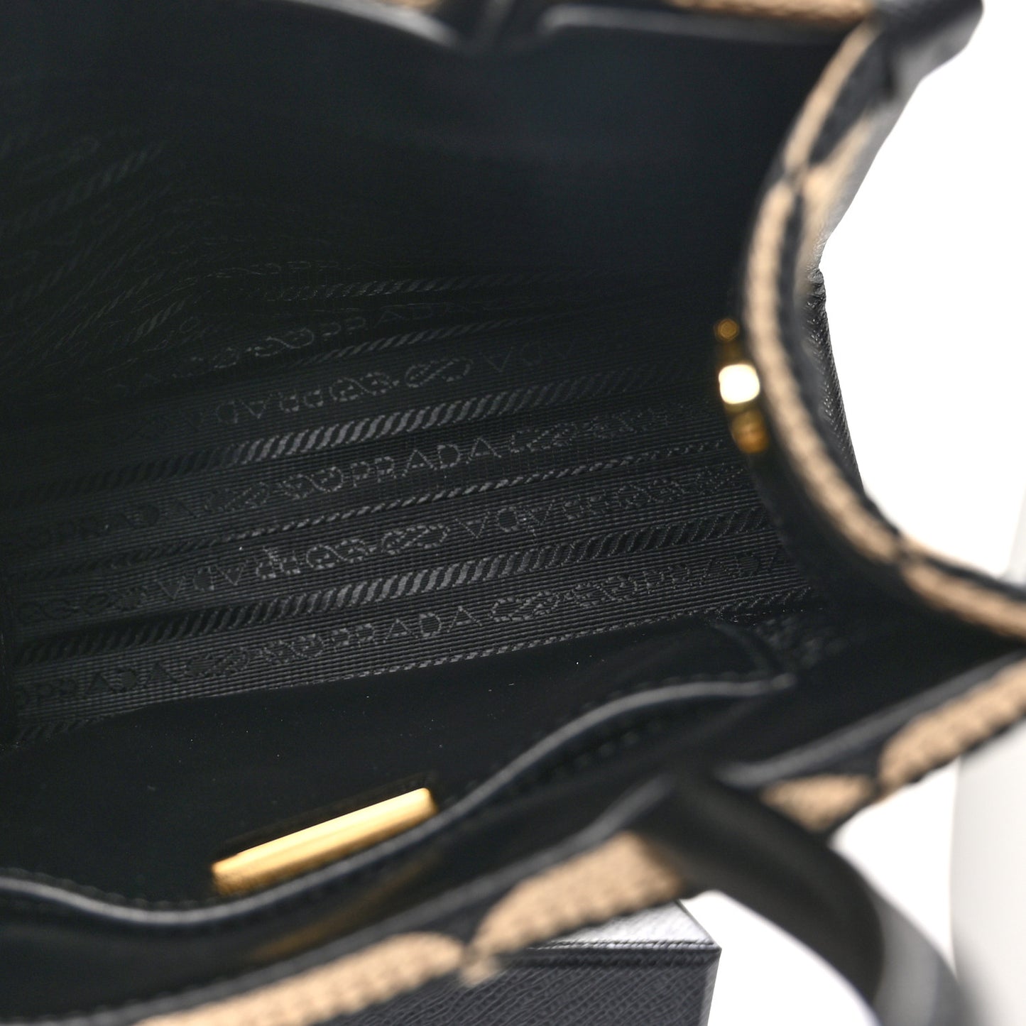 Jacquard Saffiano Triangolo Symbole Embroidered Micro Tote Black Corda