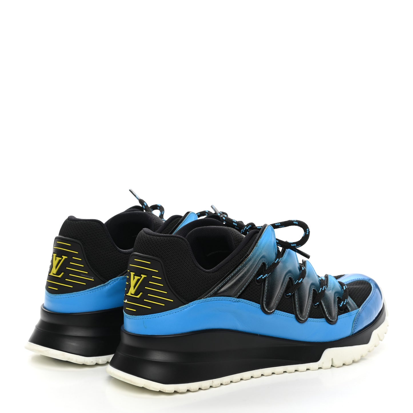 Calfskin Mens Zig Zag Sneakers 7 Black Blue