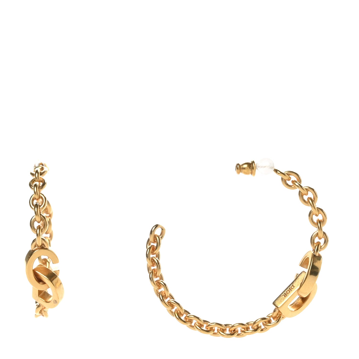 Christian Dior Metal CD Lock Hoop Earrings Gold 1 of 5