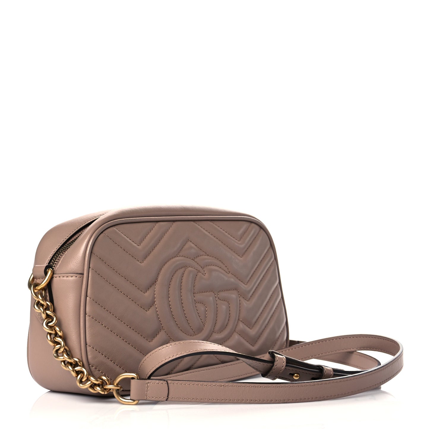 Calfskin Matelasse Small GG Marmont Chain Shoulder Bag Porcelain Rose