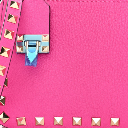 Valentino Garavani Pebbled Calfskin Small Rockstud Flip Lock Shoulder Bag Pink PP 7 of 10
