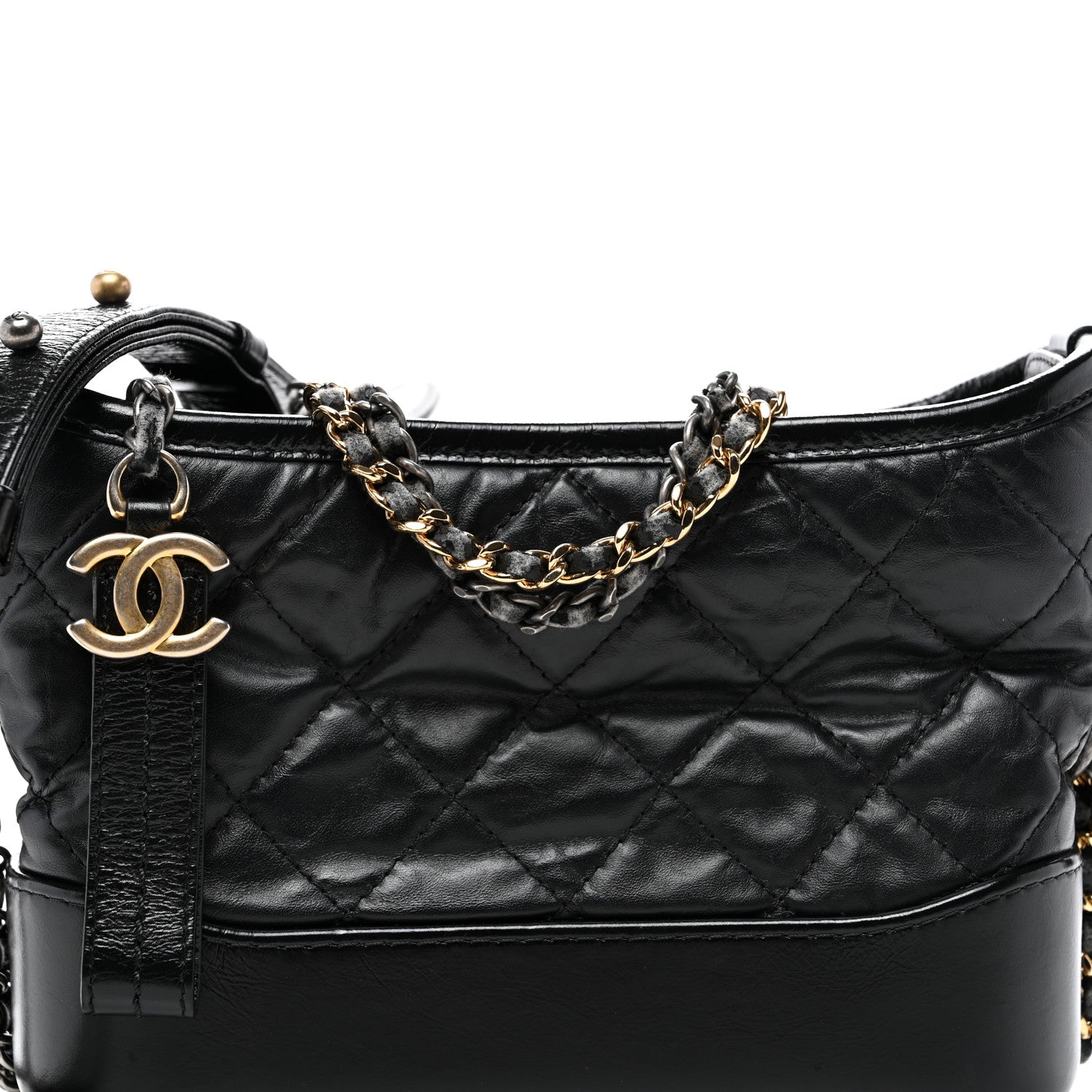 Chanel Aged Calfskin Quilted Small Gabrielle Hobo Black 7 of 12