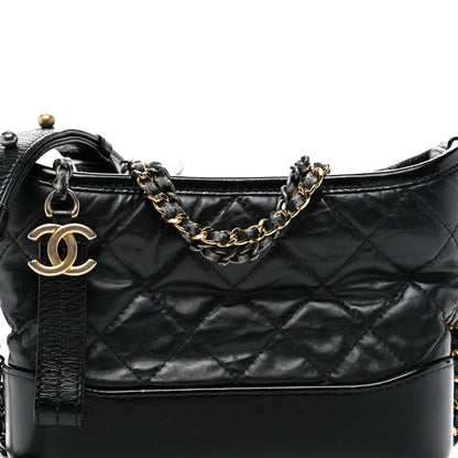 Chanel Aged Calfskin Quilted Small Gabrielle Hobo Black 7 of 12
