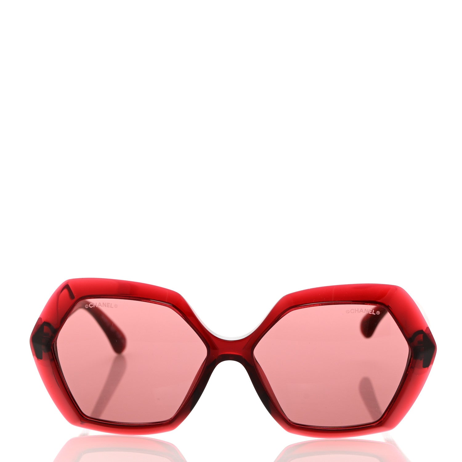 Chanel Acetate Transparent CC Sunglasses 71191 Red 2 of 8