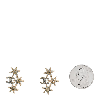 Chanel Crystal CC Star Earrings Gold 2 of 6