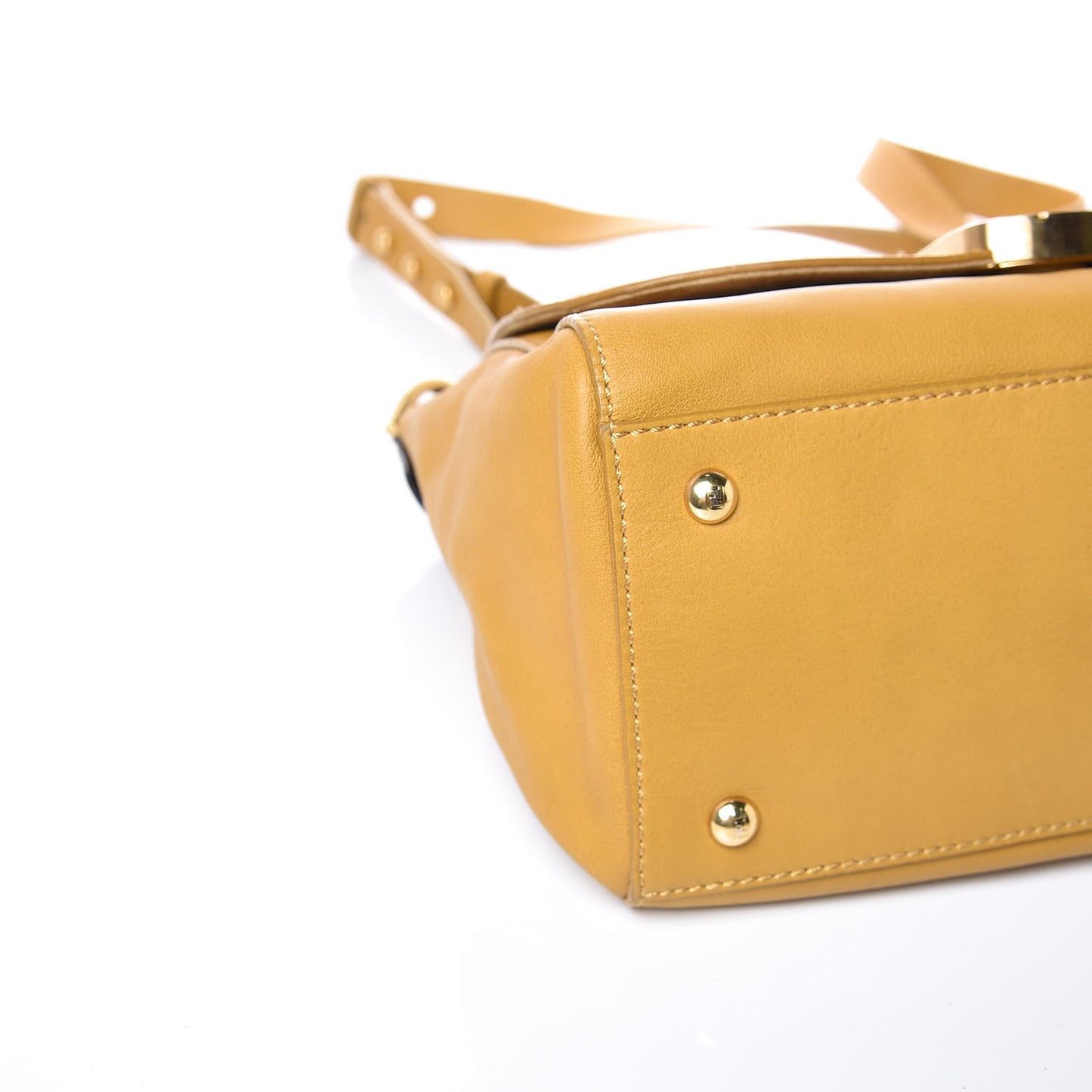 Calfskin Colorblock Anna Shoulder Bag Yellow White