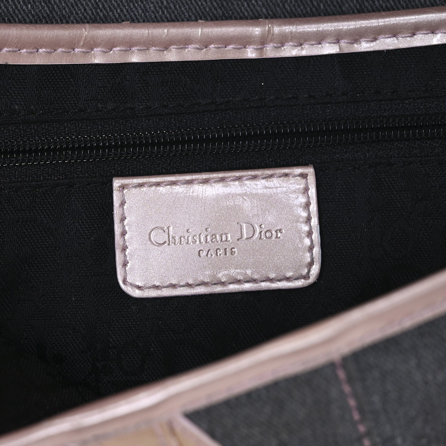 Patent Denim Jeans Saddle Saddle Bag Grey Pink