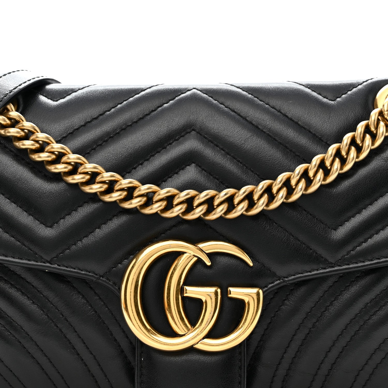 Gucci Calfskin Matelasse Small GG Marmont Shoulder Bag Black 8 of 12