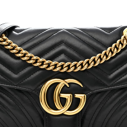 Gucci Calfskin Matelasse Small GG Marmont Shoulder Bag Black 8 of 12
