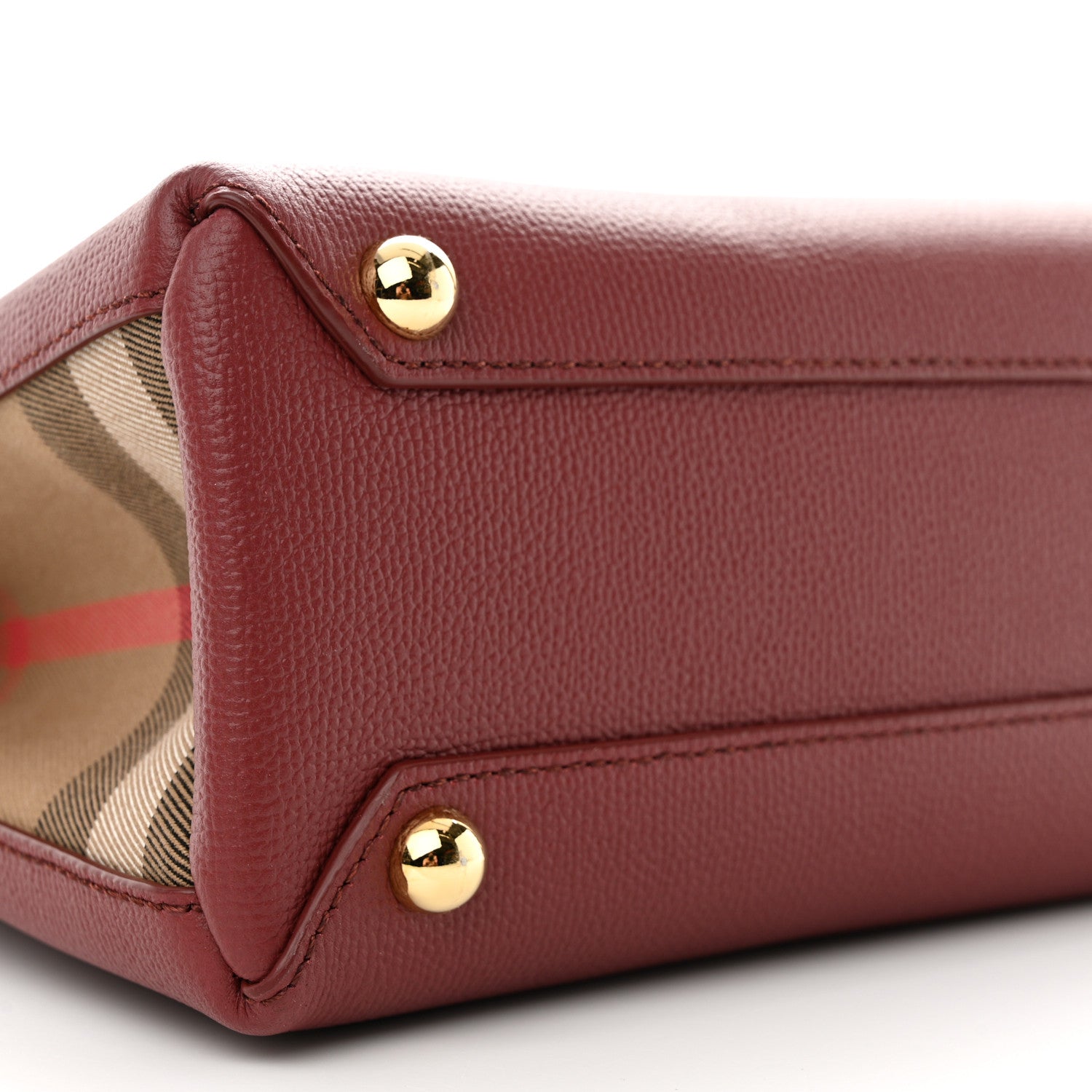 Burberry Grainy Calfskin House Check Small Banner Tote Crimson 8 of 9