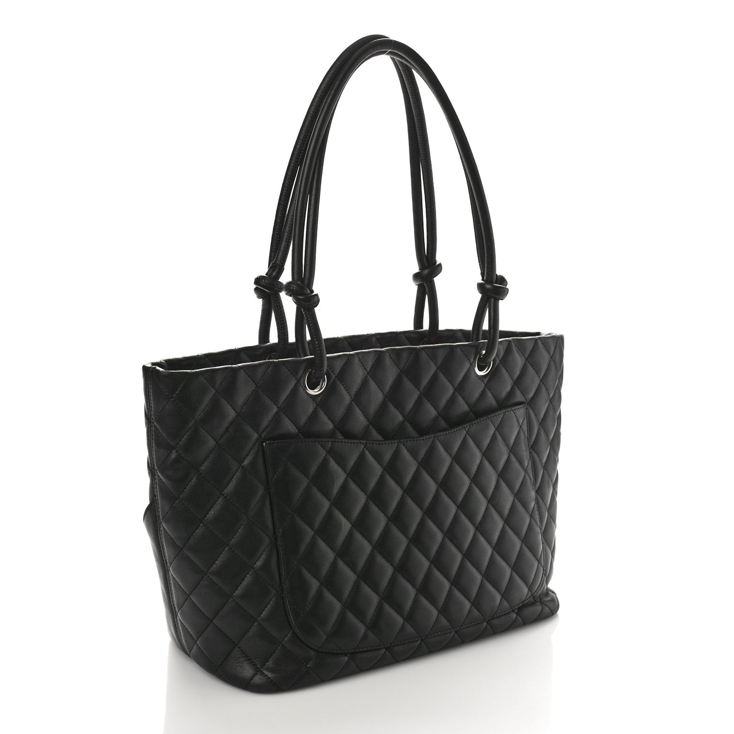 Calfskin Quilted Large Cambon Tote Black White