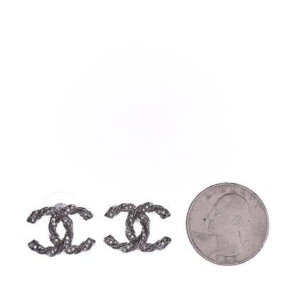 Chanel Crystal CC Twisted Earrings Silver 2 of 4