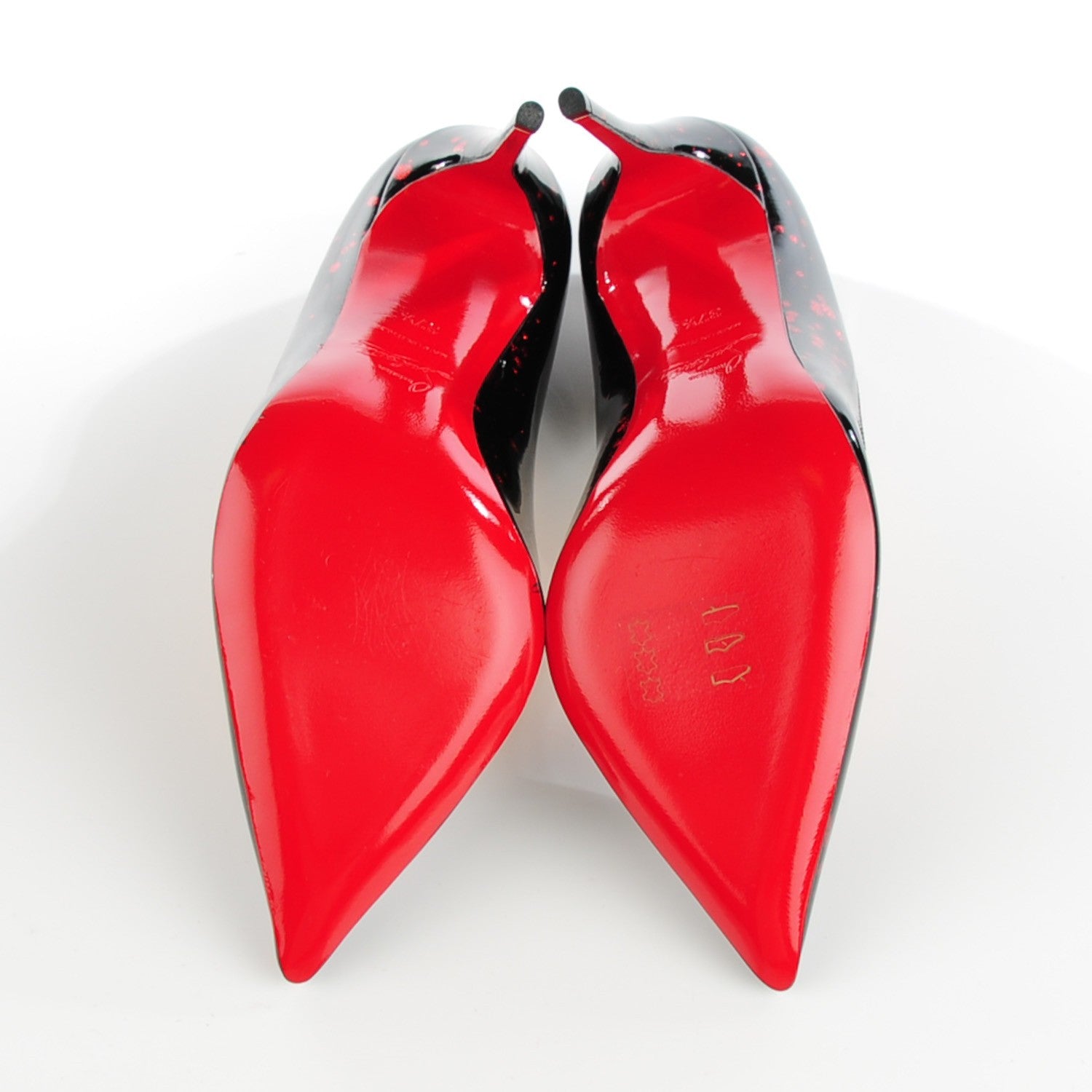 Christian Louboutin Patent Pollock Pigalle Follies 100 Pumps 37.5 Black Red 5 of 8